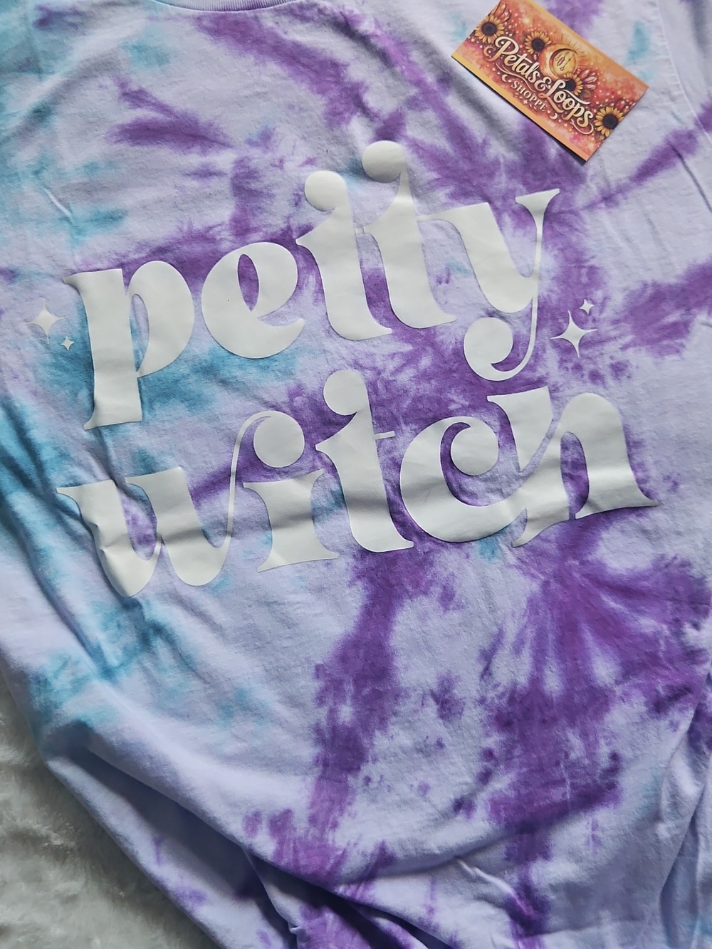 Tie-Dye "Petty Witch" Graphic Tee - Purple & Blue